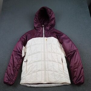 Marmot Jacket Womens Medium Purple Hooded Down Quilted Ski Full Zip Colorblock
